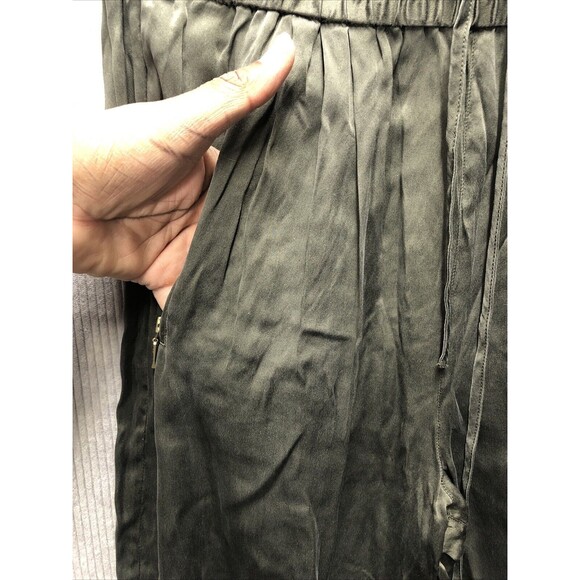 Paige Womens Joggers Size M Army Green Drawstring Zip Pockets 100% Silk - Picture 5 of 16